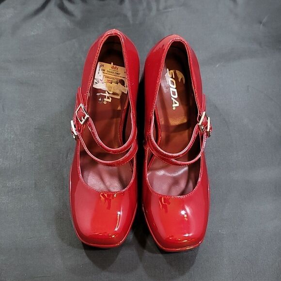 BRAND NEW SODA WOMEN'S  CLOSED TOE MARY JANE HIGH CHUNKY PUMPS - Picture 2 of 14